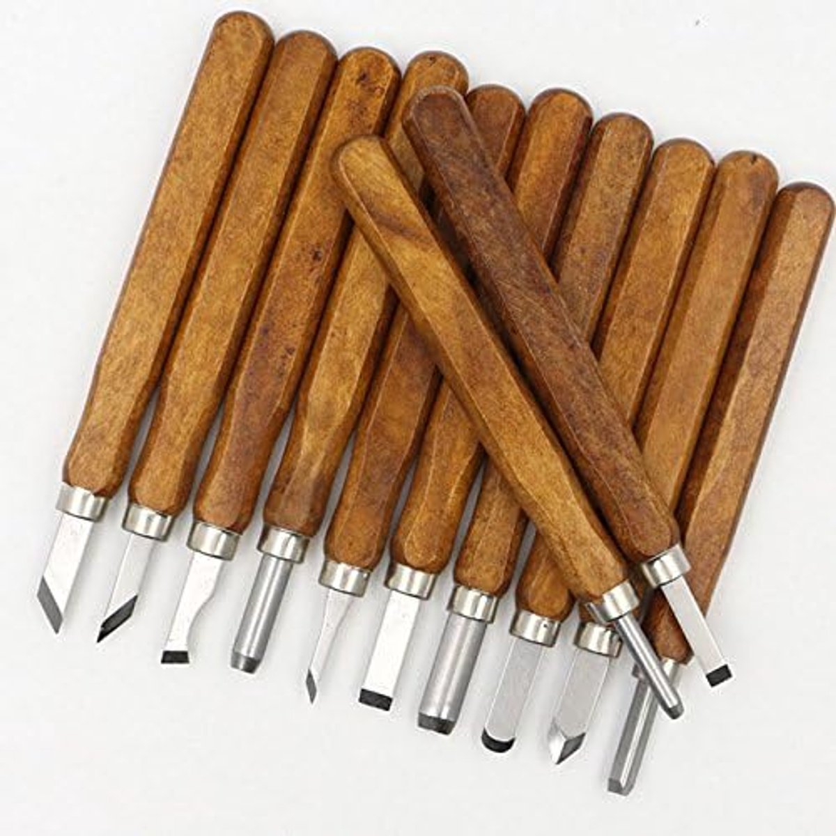 12-delige Gutsen set - lino set - Houtsnijwerk gereedschap van hout en RVS