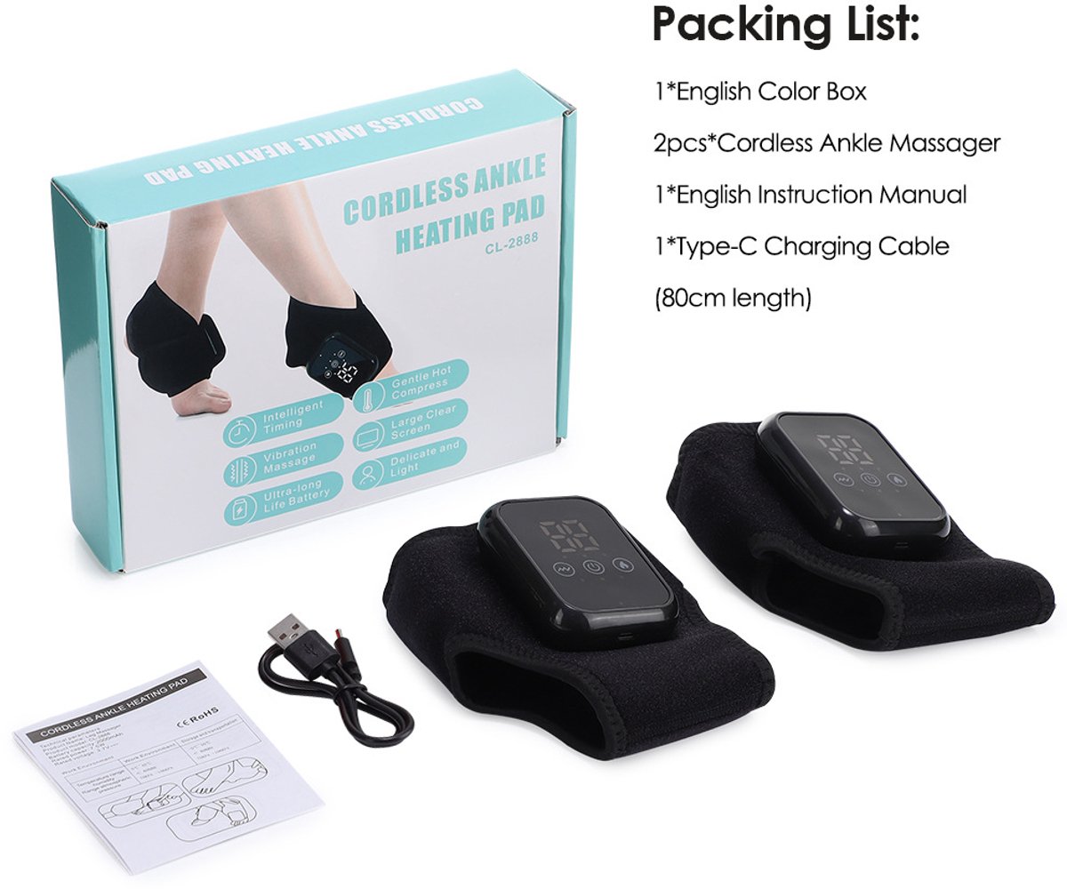 2-Stuks Draadloze Voetmassager met Verwarming en Vibratie - afbeelding 3