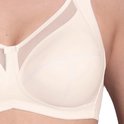 Crème beugel-bh met mesh details op de cups en verstelbare bandjes.