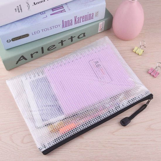 15 Stuks A6 Ritsdocumententassen – Stevig PVC-net In 5 Kleuren – Ideaal Voor Papier, Make-up En Kleine Spulletjes