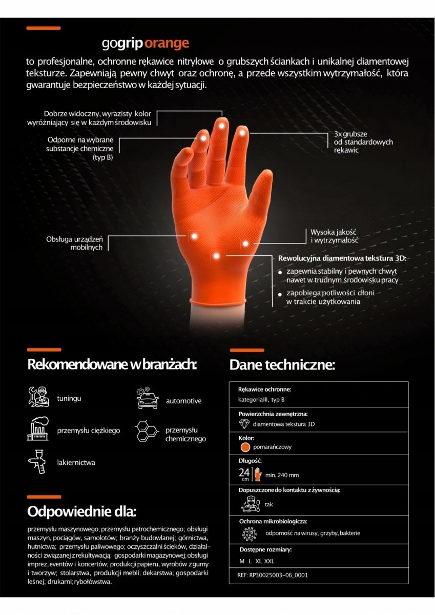 Mercator GoGrip Orange - Nitril Handschoenen (Premium) - Oranje - Maat XL - 50 Stuks - 3D Diamantstructuur