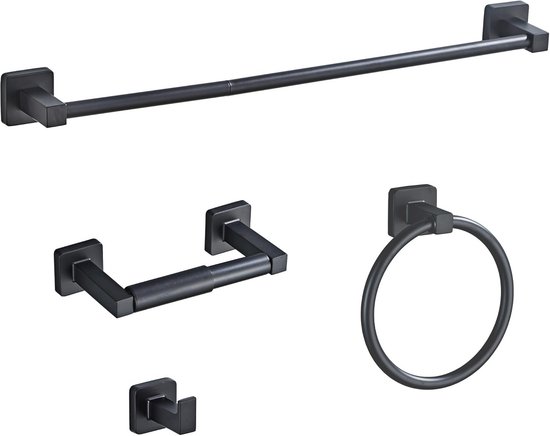 YUET Badkamer Hardware Accessoireset - SUS 304 roestvrij staal geborsteld wandrek, handdoekringstang toiletpapierrolhouder badhaak badaccessoires haken (borstel messing