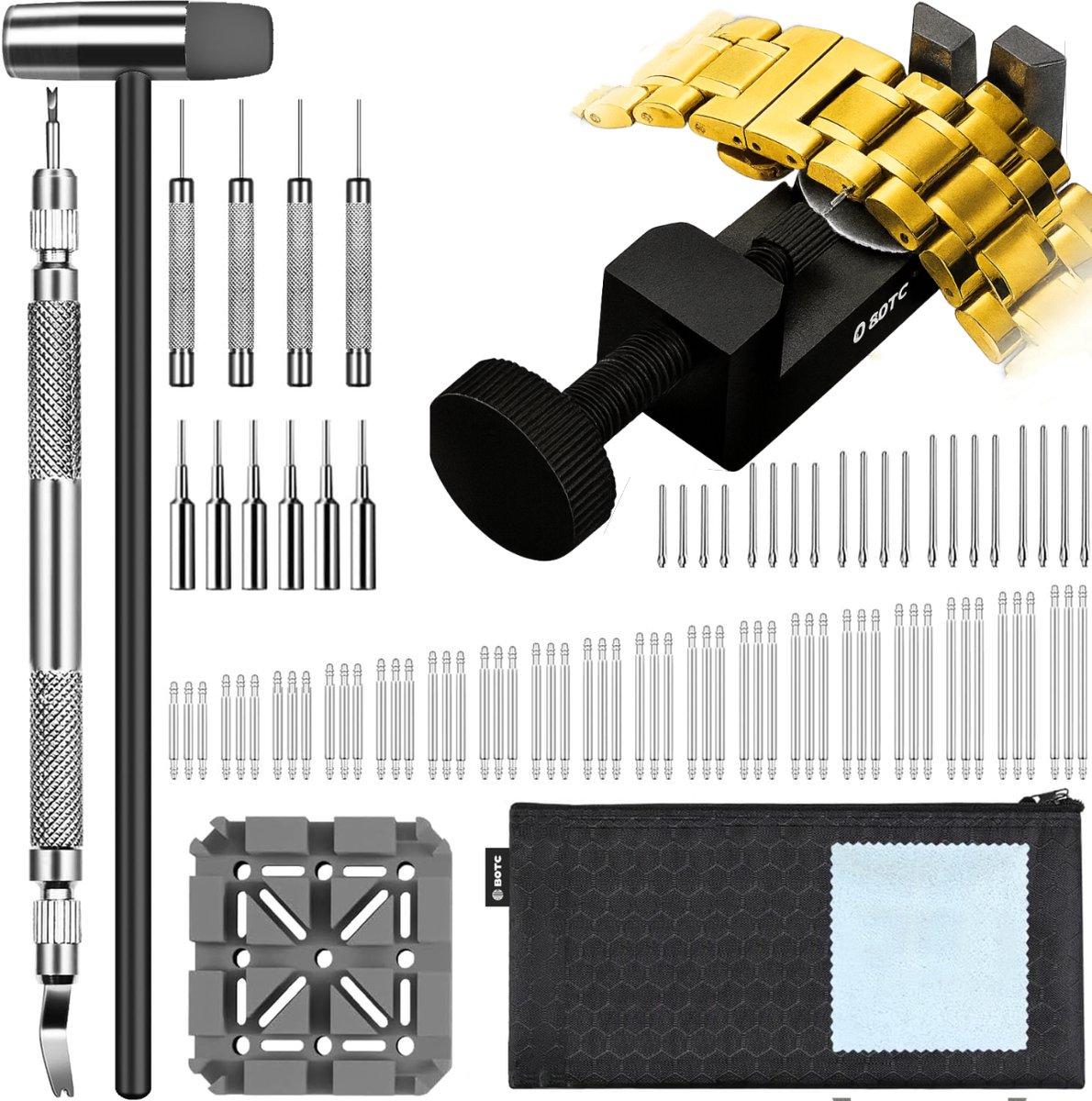 BOTC Horloge Reparatie Set - 145-delige - Pinnetjes voor je Horloge - Horlogeband Inkortset - Zwart