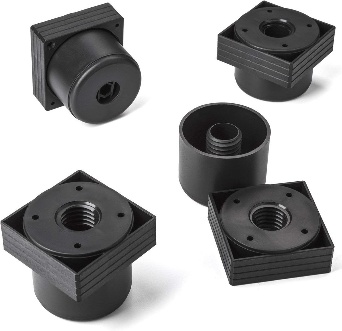 Hoekige Meubelpoten Set van 8 Verstelbaar 60 x 60 mm - Hoogte 45-55 mm