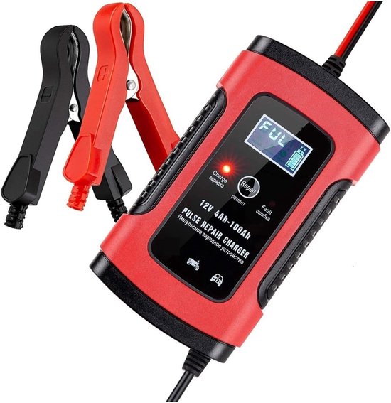 Ynkkvre - Acculader Druppellader voor Loodzuuraccu's - Slimme lader met digitale display - 8A 12V/24V automatisch opladen - Veiligheidsbeveiligingen - Batterijregeneratietechnologie