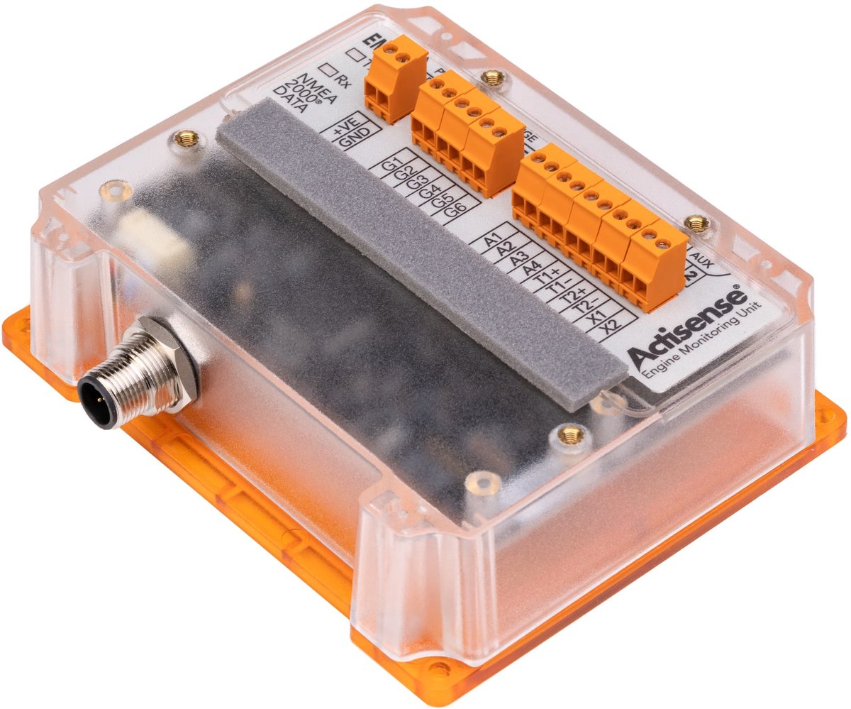 Actisense EMU-1-BAS Gateway voor analoge Motorgegevens naar NMEA 2000 geconfigureerd met NGT-1-USB