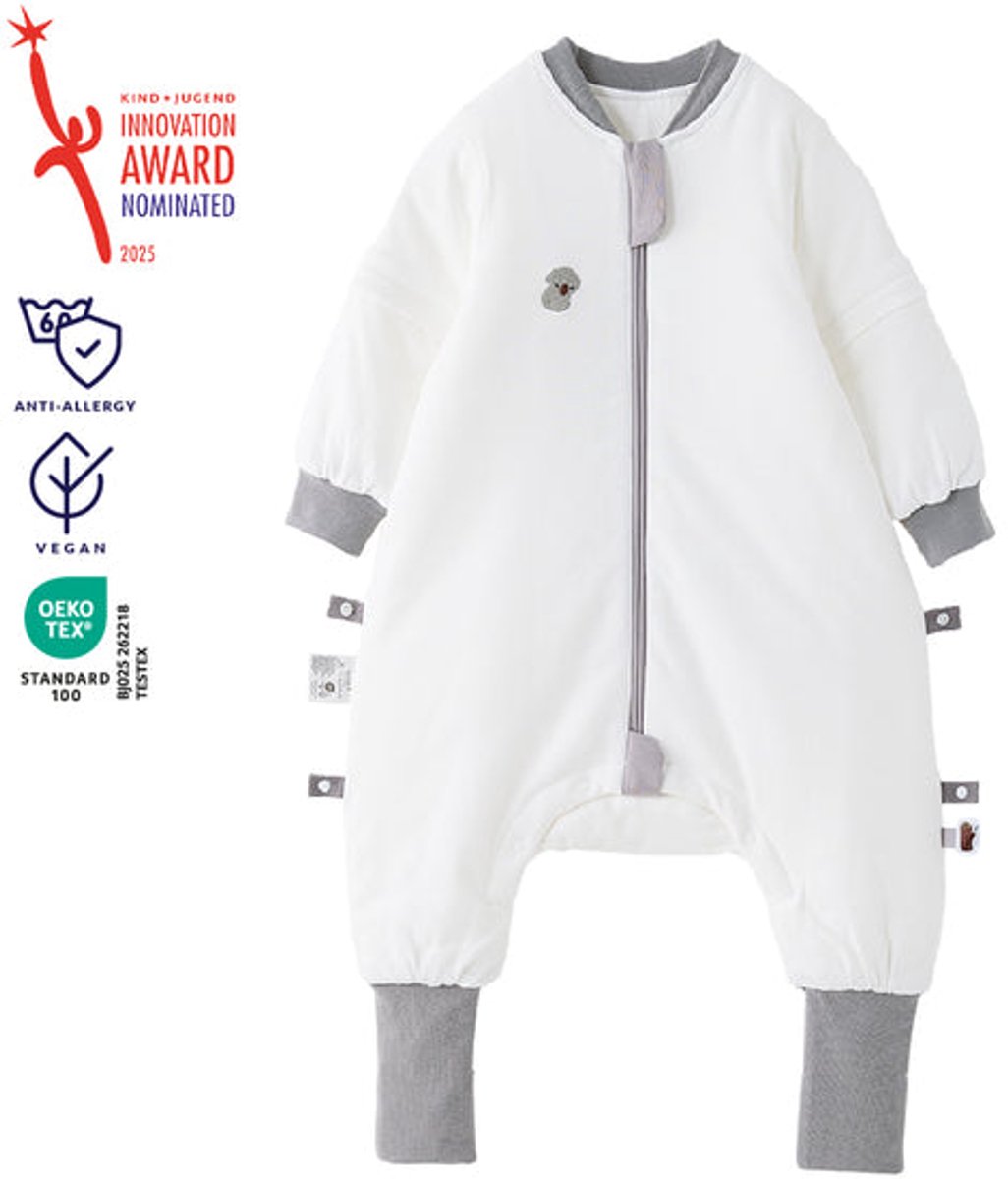 vos&bos PureGlow Slaapzak met Benen voor Gevoelige Huid - Antislip Voetjes - 3.0 TOG - XL (104-116) - Grijze Koala