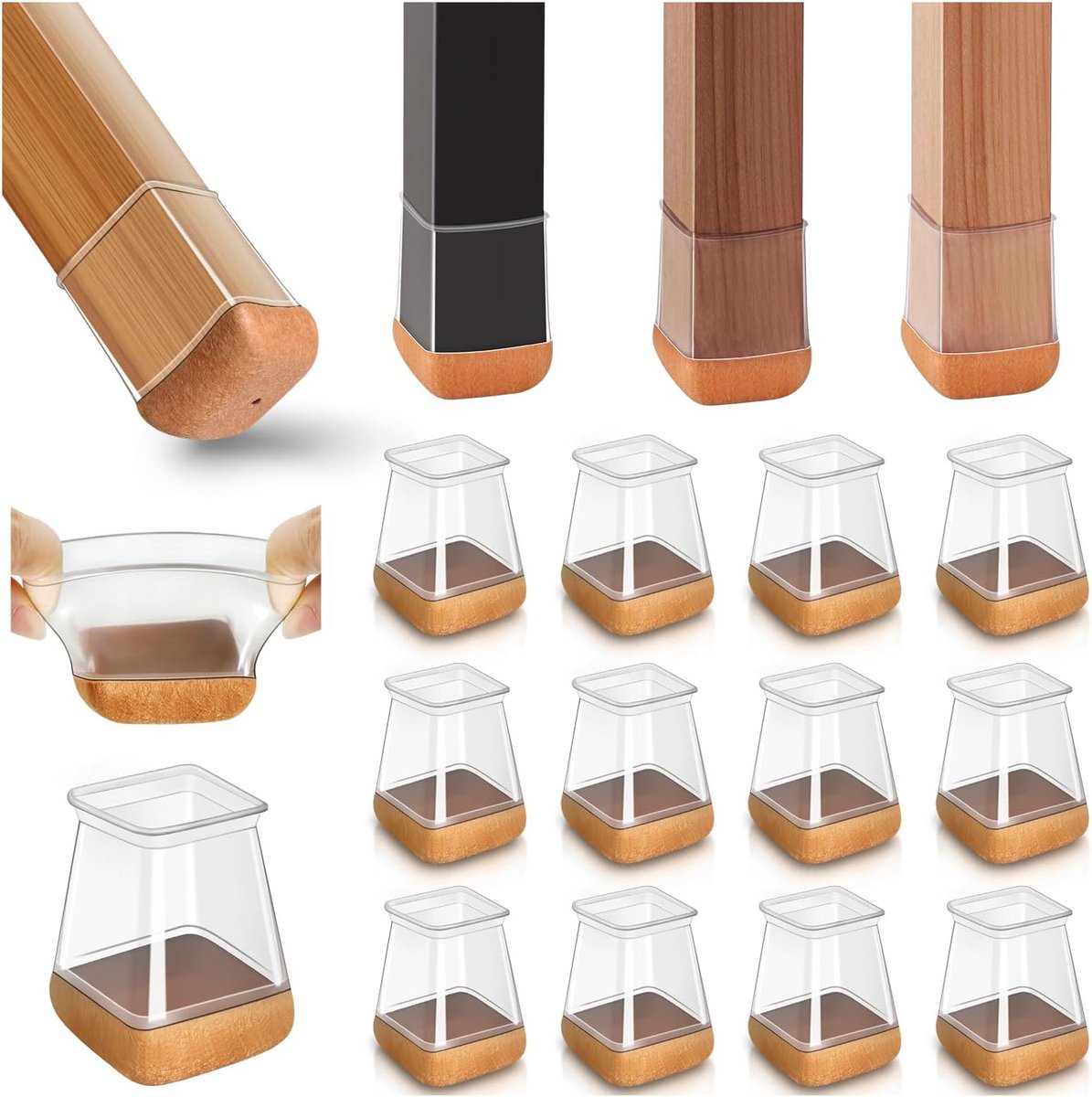 20 Stuks Transparante Siliconen Stoelpootbeschermers - Vloer Bescherming Caps voor Stoelen met Vilt