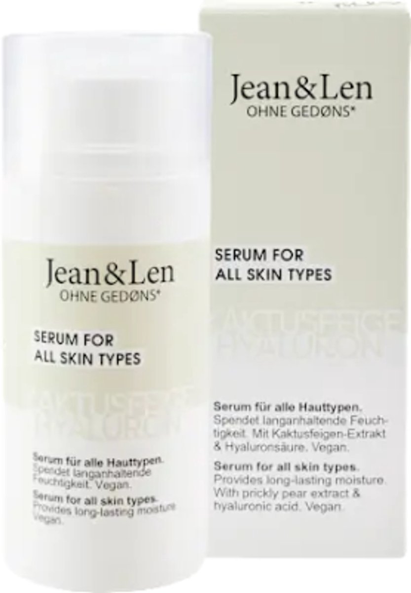 Jean&Len Gezichtsserum - Alle Huidtypes - Cactusvijg | 1x 30 ml - met Vitamine E en Hyaluronzuur | Effectieve hydratatie