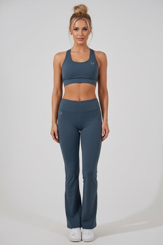 La V flared sportlegging basic Blauwgrijs XL van Merkloos — afbeelding 4