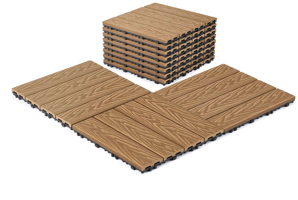 In elkaar grijpende vloertegels voor buiten - 30,5 x 30,5 cm - ideaal voor veranda, balkon en achtertuin