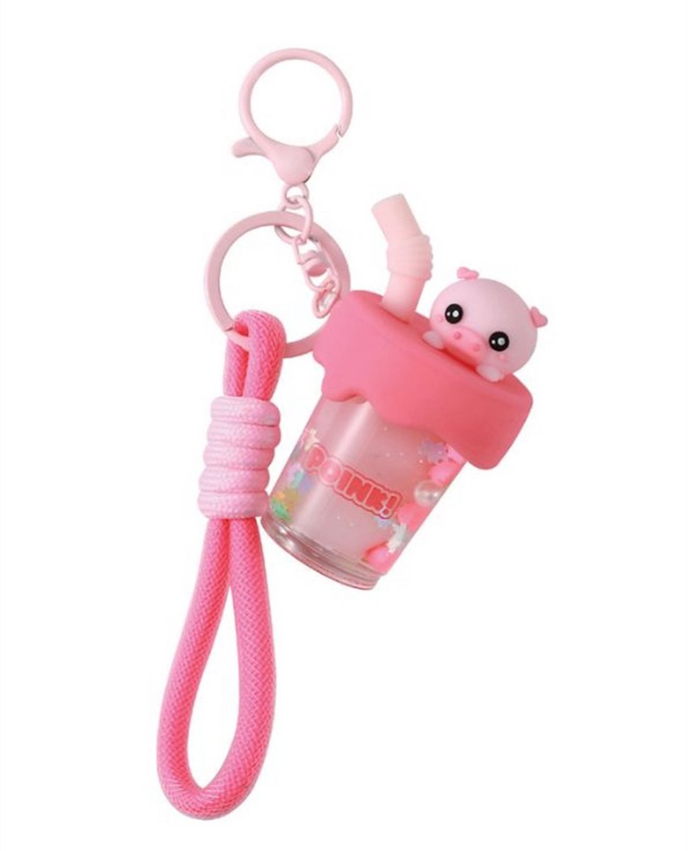 iTotal Sleutelhanger Bubble Tea Varkentje Keychain PIGGY Plastic and Metal 4.0x4.0x7.0cm