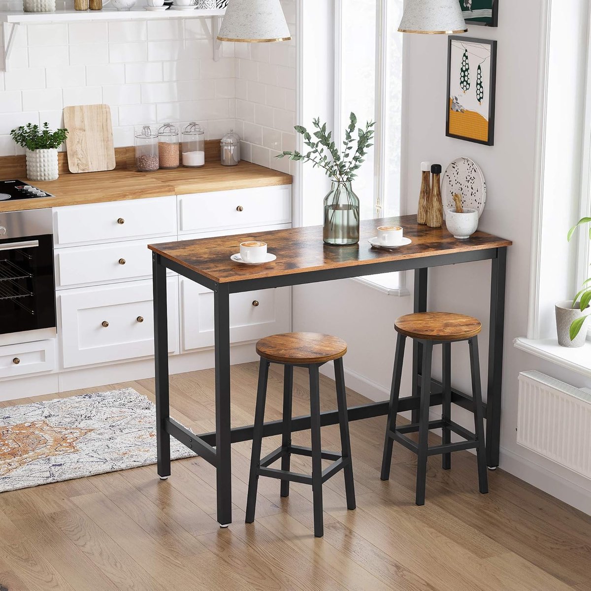 Set van 2 Design Barkrukken met Rugleuning - Barkrukken, Ronde Keukenstoelen 65 cm - Medahomestore