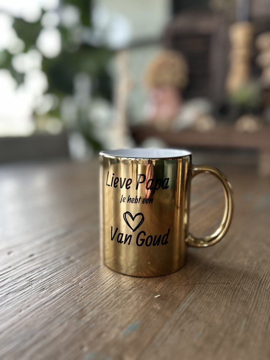 Creaties van Hier - Gouden Mok Papa - 330 ml - Keramiek