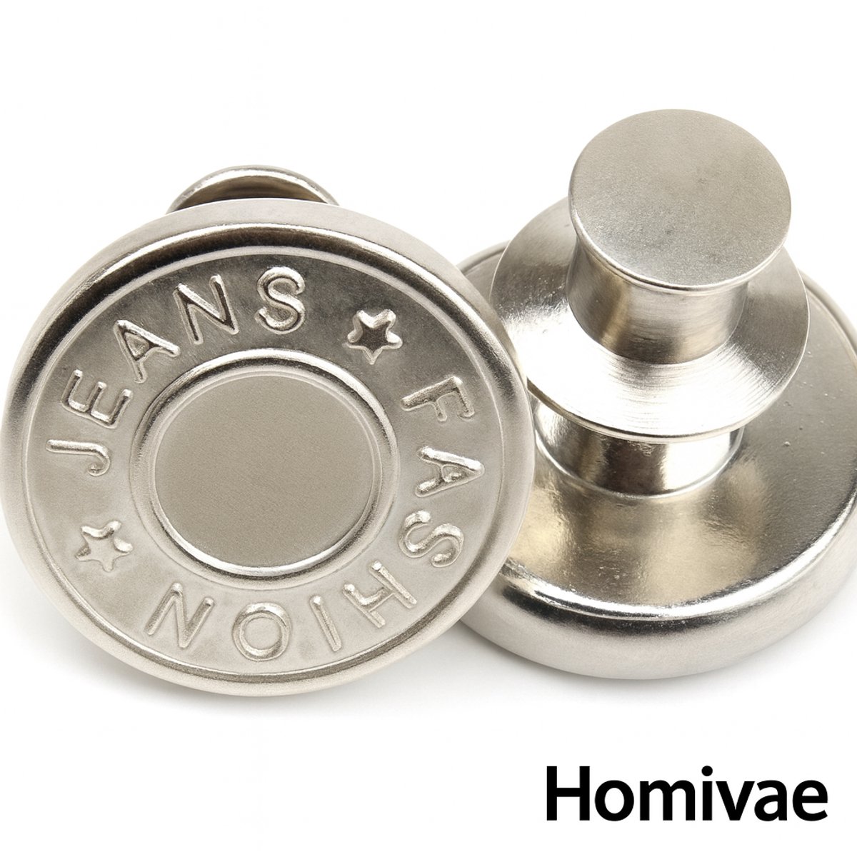 Homivae - Spijkerbroek knoop 17mm – Broekknoop zonder naaien – Instant Spijkerbroek Knoop – Zilverkleurig
