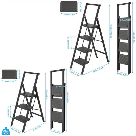 Trampoline Ladder Antislip SONGMICS Antislip Trampolineladder - 90 Cm Hoog, Breed Treden, Voor De Meeste Trampolines Metalen Frame Ladder 90 Cm