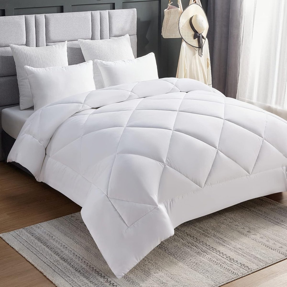 Candala Winterdekbed 450 g/m², van microvezel, eenpersoonsbed, 155 x 220 cm, dekbed voor alle seizoenen, voor bed 90 x 190 cm, warm, dikke vulling 450 g/m², 155 x 220 cm, wit