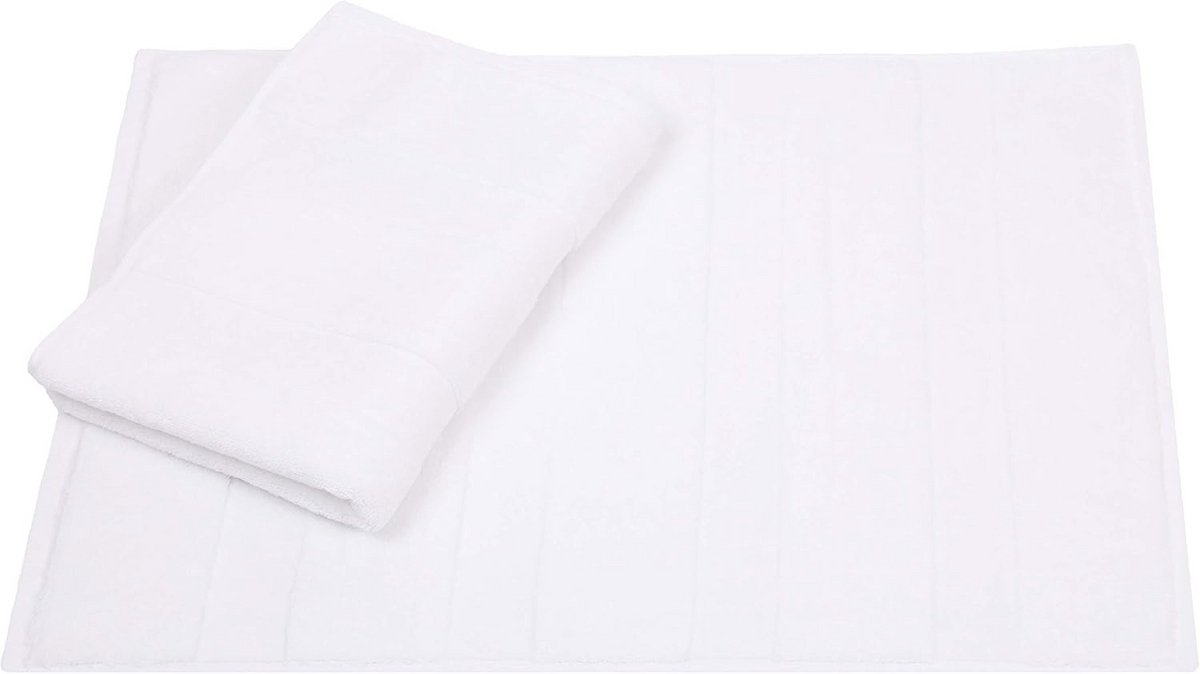 Set van 2 Badmatten - Katoen, Wasbaar tot 95°C, 50x70 cm, Wit