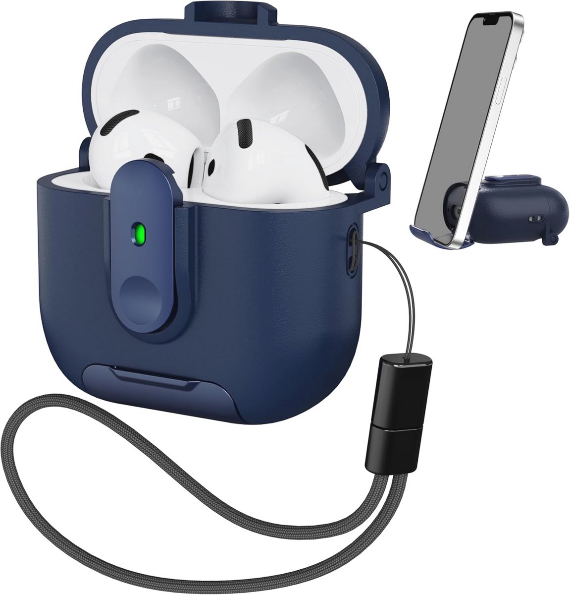 AirPods 4e Generatie Hoes met Valbescherming en Oplaadpoort - Marineblauw