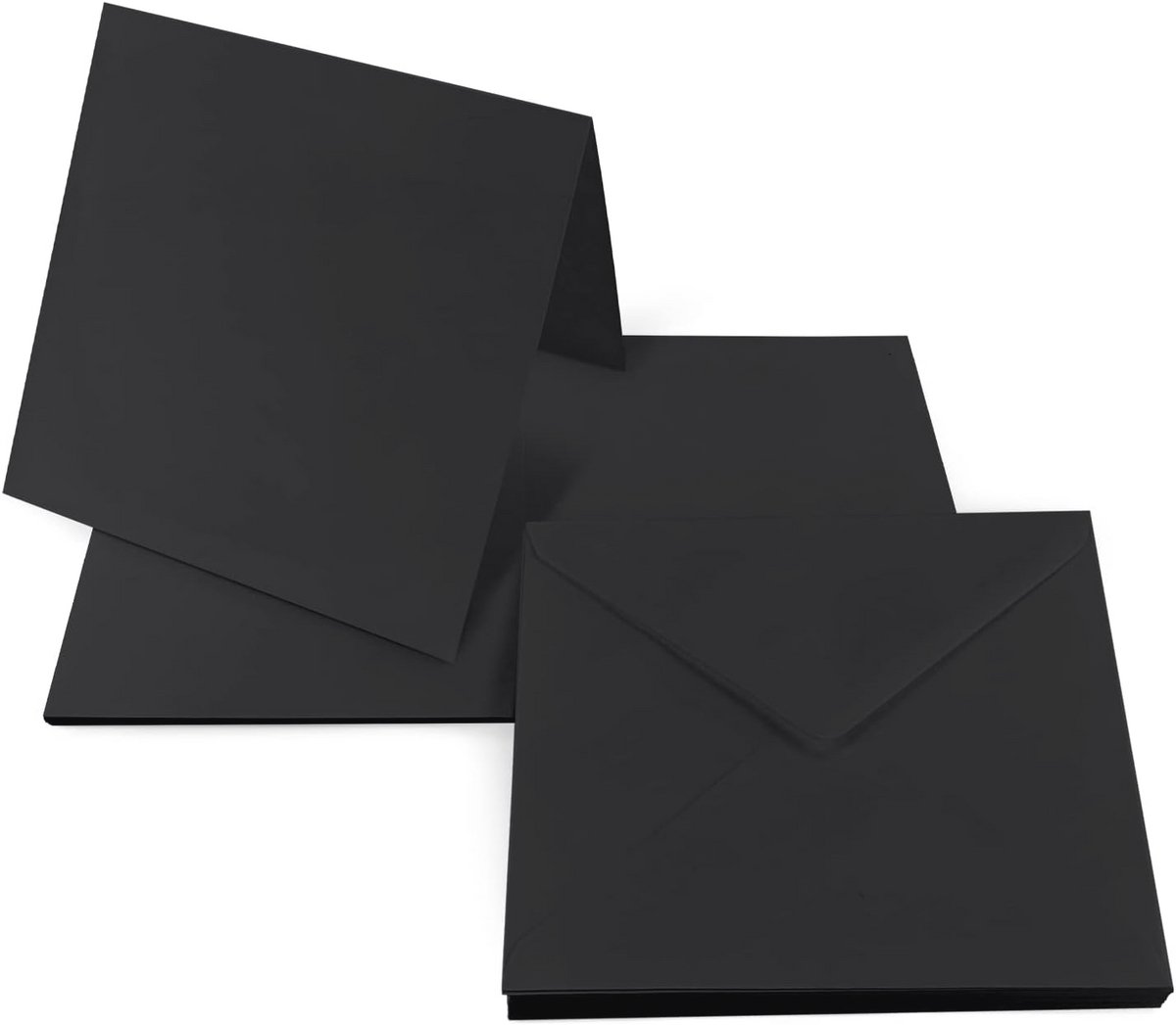 Dubbele kaarten zwart met vierkante enveloppen 14x14cm - Rainbow vouwkaarten voor uitnodigingen en bedankbriefjes