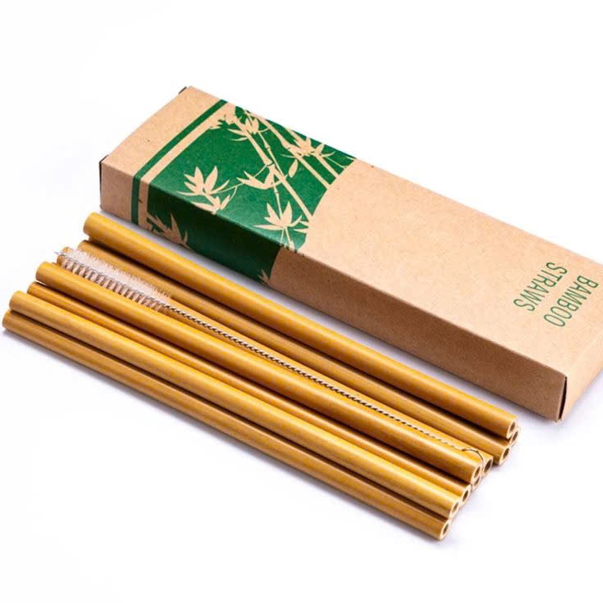 10x - Bamboe rietjes - 20 cm - Duurzaam - Natuurlijk - Herbruikbare rietjes - Milieuvriendelijk - Inclusief 2 schoonmaakborstels - Bamboo straws - Zero waste - Jonyx