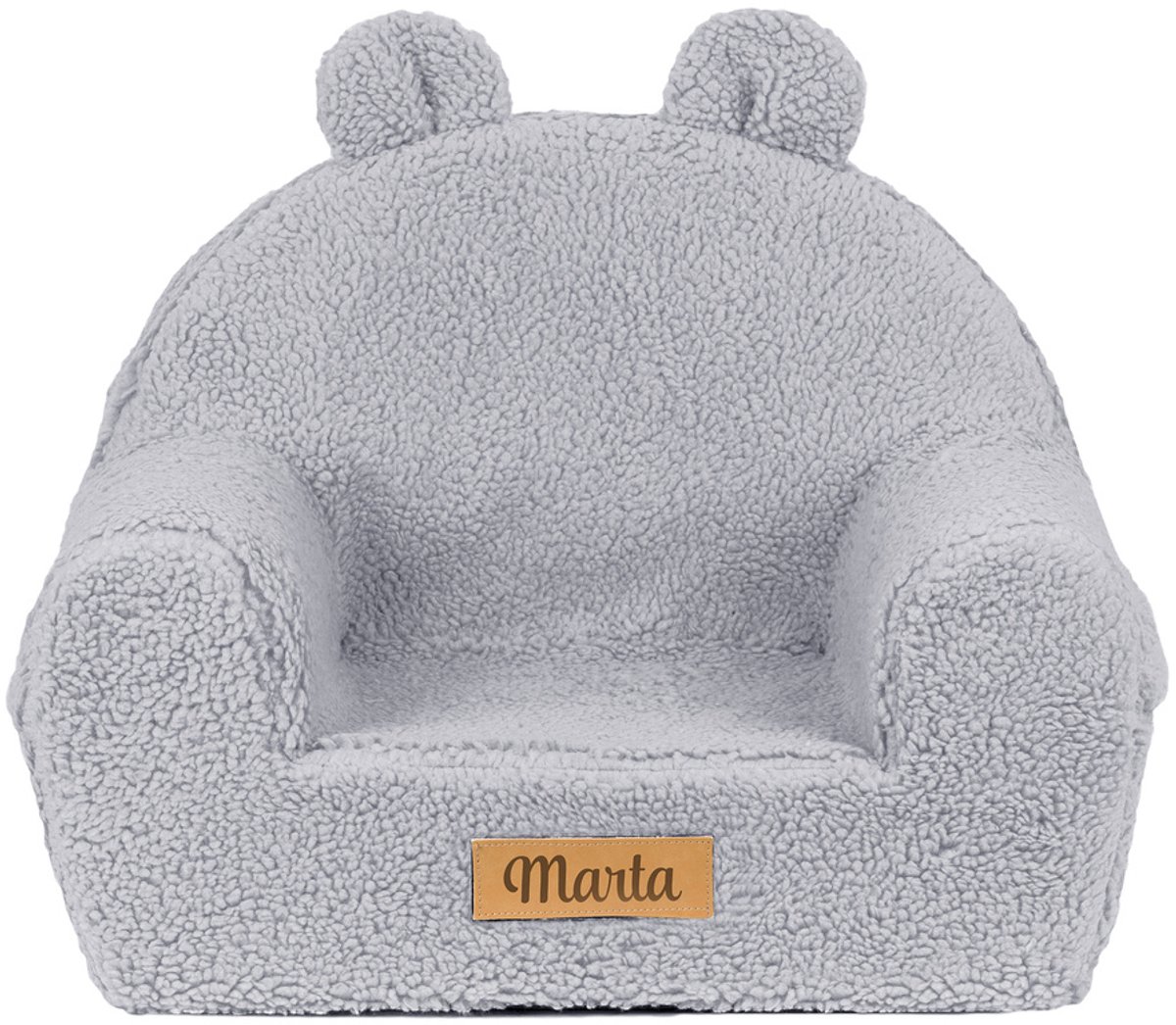 Kinderstoel / Kinderfauteuil met oren - Gepersonaliseerd - Teddy Grijs - Baby & Peuter 56x33x42 cm