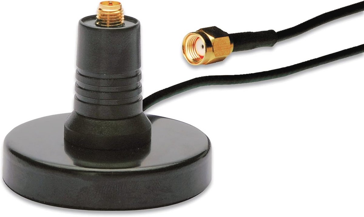 Draadloze LAN Antennevoet voor 2,4 & 5 GHz Wi-Fi - Magnetisch met RP-SMA Connector - 1,5m Kabel - Zwart