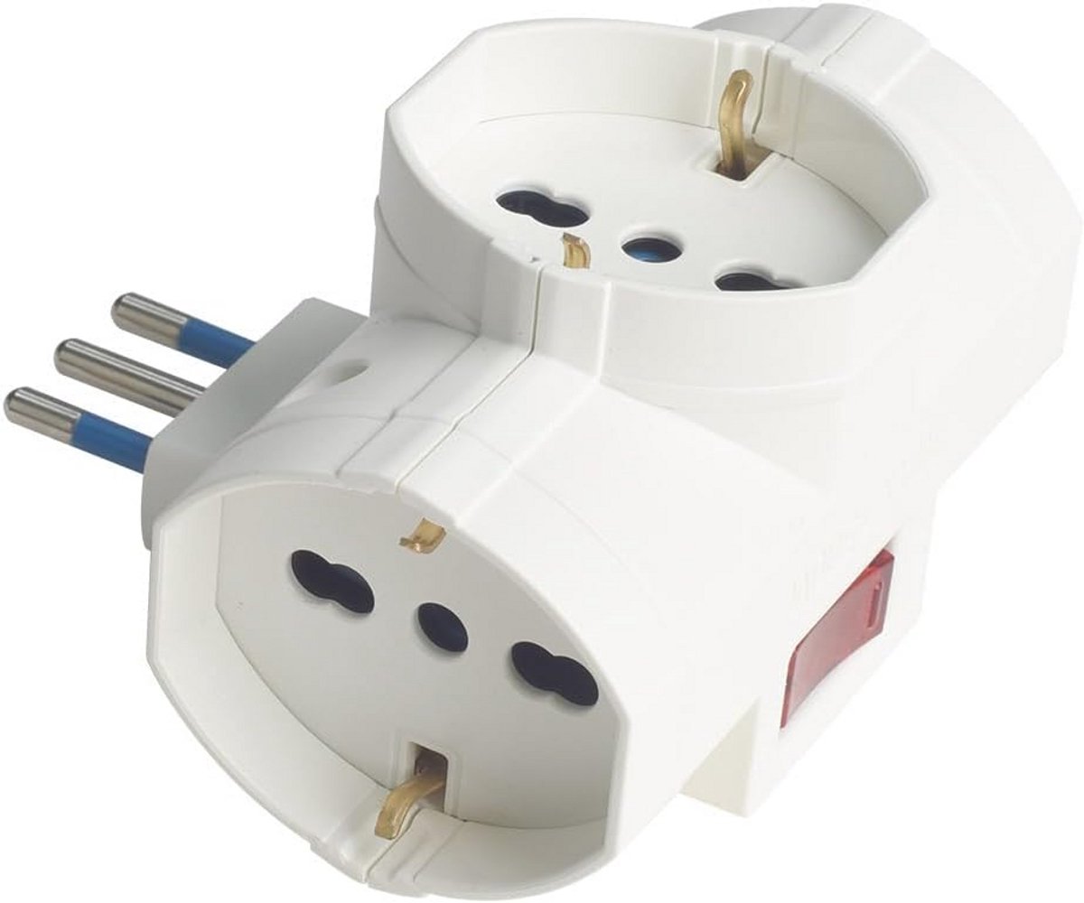 Stekkeradapter met schakelaar - 3 universele stopcontacten 10A/16A