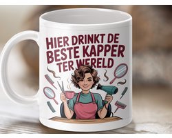 Mok Hier Drinkt de Beste Kapper ter Wereld, Grappige Kappersmok, Cadeau voor Kapper, Koffiemok, Haarstylist Cadeau Idee, Haar Salon