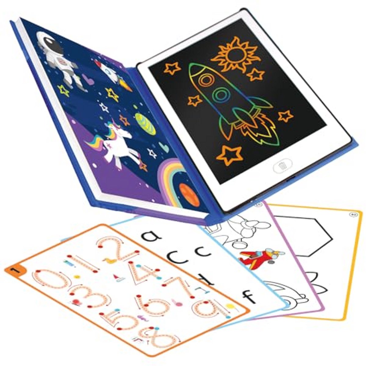 Magisch Tekentablet Boek Formaat | LCD Schrijftablet Voor Kinderen | Ideale Tekentablet Met 20 Omkeerbare Tekensjablonen