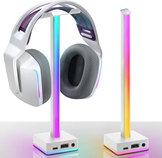 RGB Gaming Headphone Stand with USB Hub and 50 Color Modes – Desktop ...