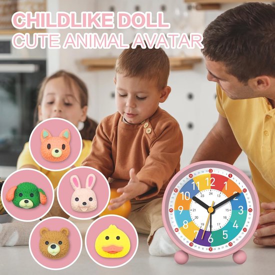 Stille Kinderwekker met Nachtlicht en Herhalingsfunctie - Roze Design van Alecto — afbeelding 5