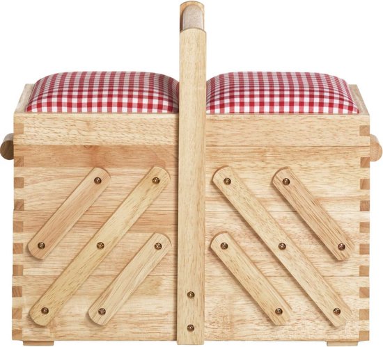 Naaibox hout donker M met stof