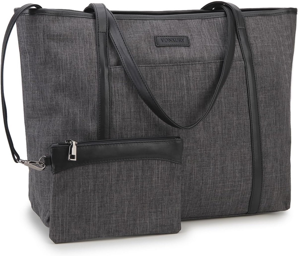 Laptopdraagtas voor vrouwen - 15,6 inch schoudertas met kleine tas voor werk, school en reizen