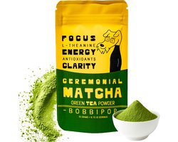 Bobbipop Matcha Poeder – Ceremonial Grade A+ – Premium Japanse Matcha Thee – 30g – Zachte Smaak – Zonder Bitterheid