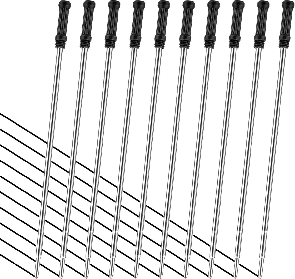 10 Stuks Vervangbare Balpen Vullingen 1,0 mm - Zwarte Inkt