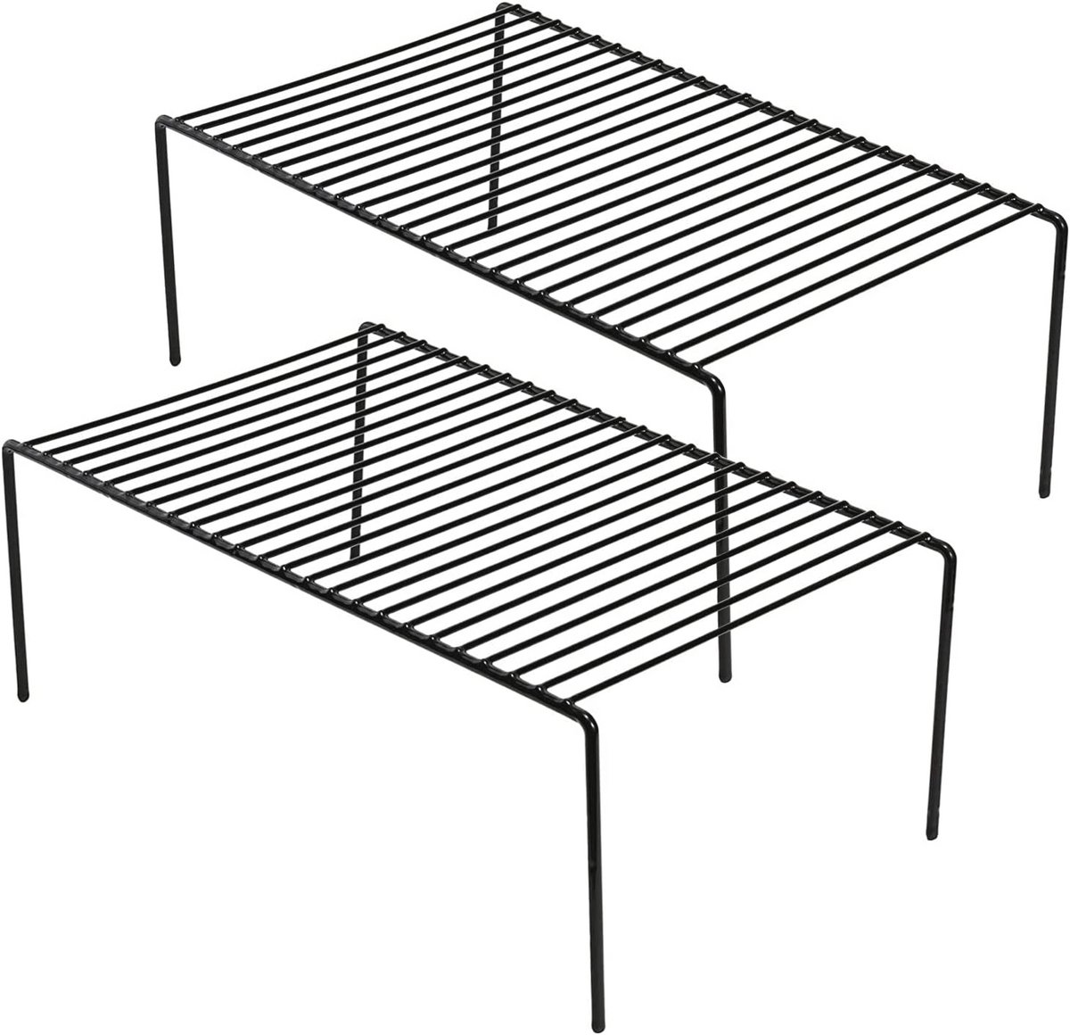 Keukenkast Organizer Set van 2 - Medium Metalen Vriezer Plank Rack voor Perfecte Ruimteorganisatie - Zwart