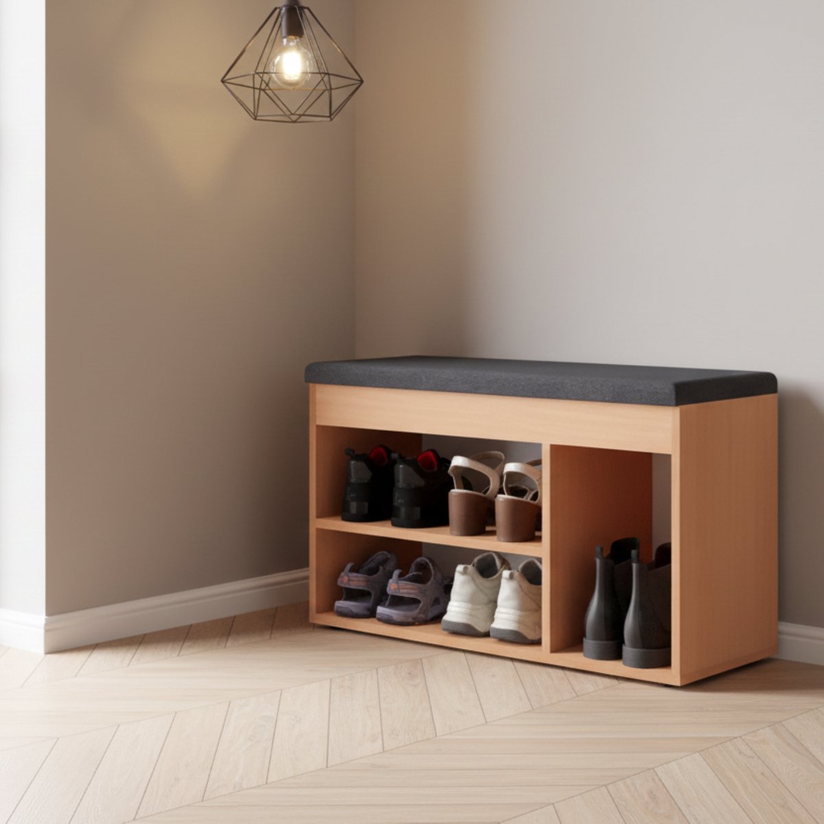 Schoenenbank met Opbergruimte Sofia – - 80x48x32 cm - Sofia – Garderobebank Zitkussen, Schoenenrek - Medahomestore