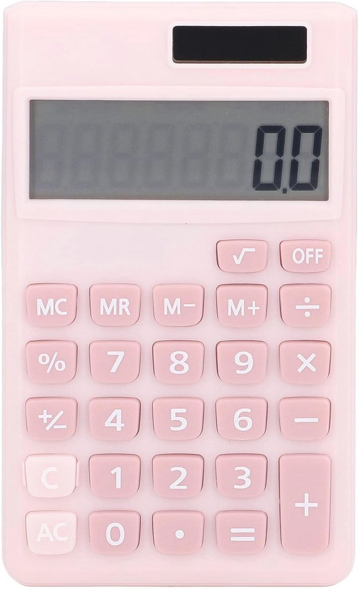 Compacte Rekenmachine met 8-bits Display voor Kantoor en Huishouden - Roze