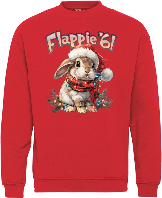 Kersttrui Flappie '61 | Kersttruien | Foute Kersttrui heren dames | Christmas Sweater | Rood | maat XXL