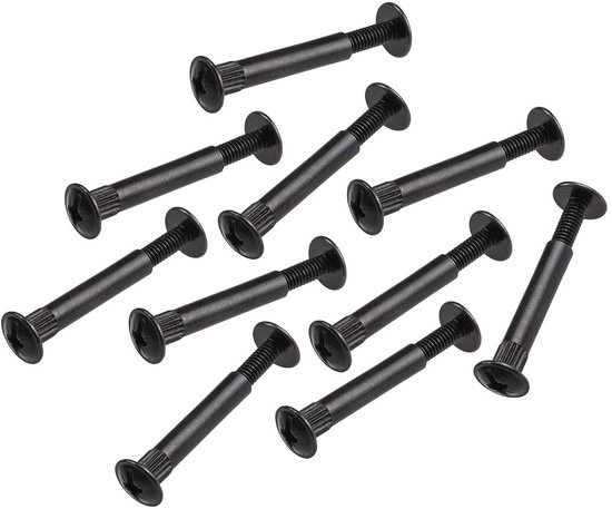JUVA Meubelverbindingsschroeven M4 – 20 Stuks, Ideaal Voor Houtdikte 32-42 Mm, Zwart Mat Staal