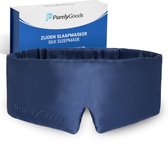 PurelyGoods® Masque de Sommeil en Soie Premium – Masque pour les Yeux – Soie de Mûrier 22 Momme Grade 6A – 100 % Occultant – Pour Femmes et Hommes – Bleu Foncé