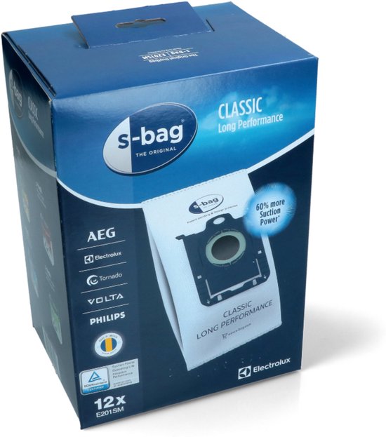 Sacs d'aspirateur ( lot de 12) - Sac S pour aspirateur AEG, Electrolux et Philips - Référence : 9001684811 - Performance longue durée classique