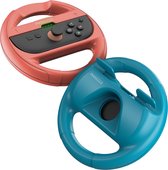 Phreeze race stuur set geschikt voor Nintendo Switch 2 Joy Con controller stuur - stuurwiel - racing wheel - houder - switch accessoires - met ingebouwde triggers - rood en blauw
