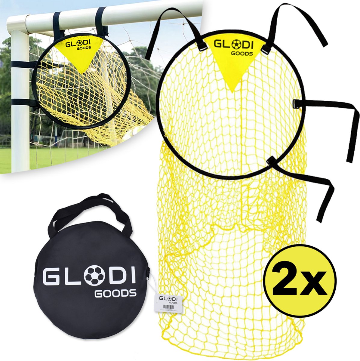 GLODI GOODS® Kruising target met ballennet – Set van 2 – voetbal trainingsmateriaal – training spullen materiaal