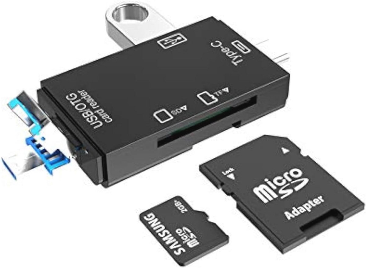 5-in-1 Card Reader met USB, Type-C en MicroSD Poorten