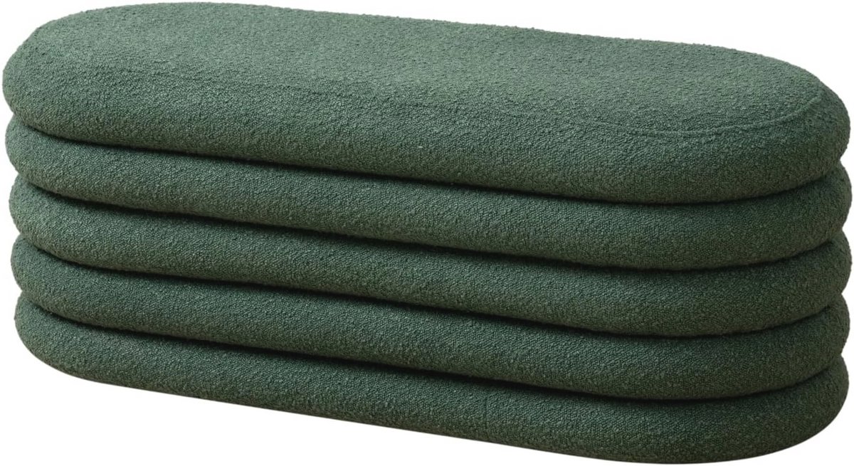 XL Ottomaanse Poef met Opbergruimte - Boucle, Donkergroen, Tot 300 kg