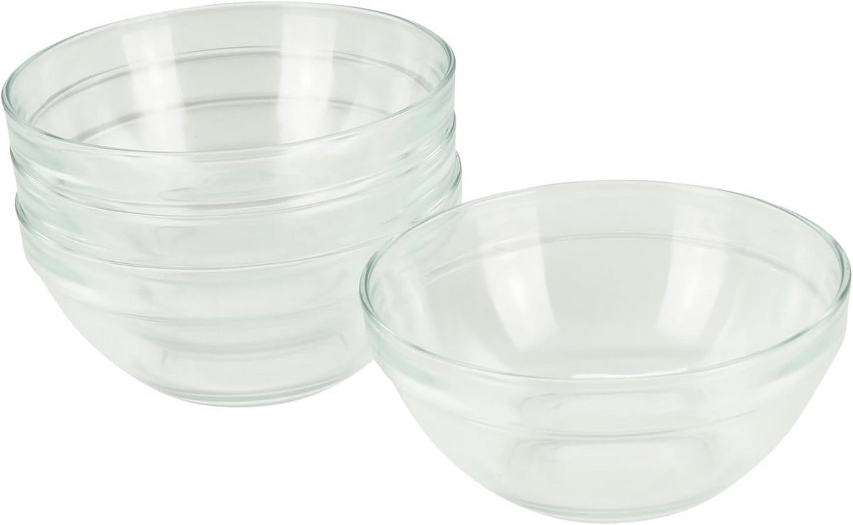 Set van 4 glazen kommen Ø 20 cm voor dessert en bijgerechten