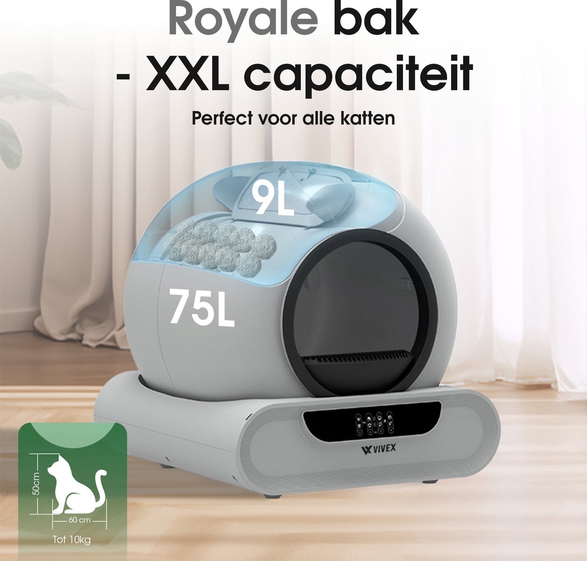 Vivex Automatische Kattenbak XXL - 75L Zelfreinigend met App thumbnail 6