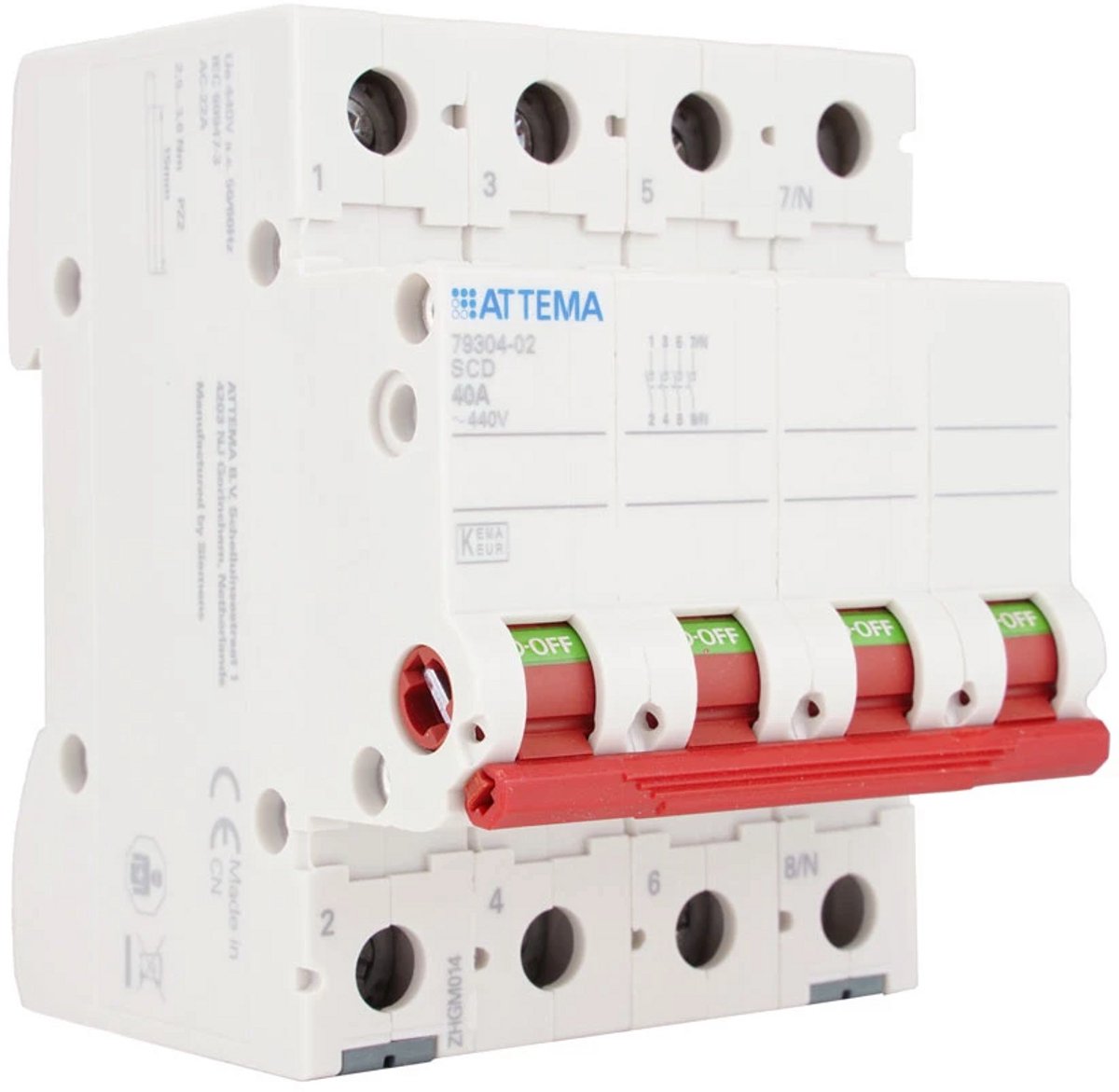 Attema Click-mate NXT Hoofdschakelaar 4P 40a - AT90229